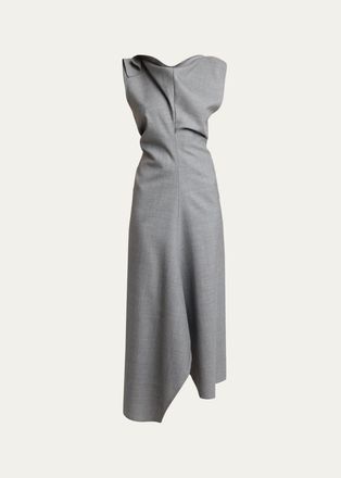 Victoria Beckham Draped Virgin Wool Midi Dress