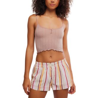 Free People Snap Into It Crop Pajama Henley Tank in Elderberry Tea at Nordstrom, Size X-Small