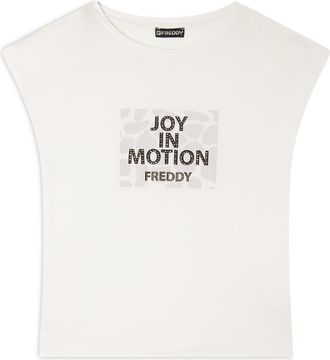 Freddy T-shirt cropped senza maniche in jersey viscosa con grafica