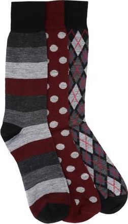 Lorenzo Uomo Stripe Dot Diamond 1 Crew Socks - Pack of 3 in Black at Nordstrom Rack
