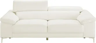 Vente-Unique Sof&aacute; 3 plazas de piel SOLANGE - Blanco