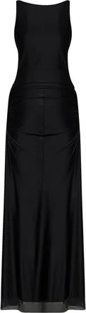 Paco Rabanne Womens Long Dress Jersey And Mesh Black Polyamide