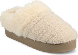 Journee Collection Blair Faux Fur Slipper in Natural Shearling at Nordstrom Rack, Size X-Large