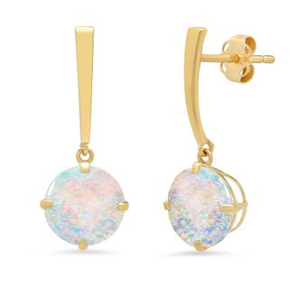 MAX + STONE 14k Yellow or White Gold 8mm Solitaire Gemstone Round Drop Dangle Earrings
