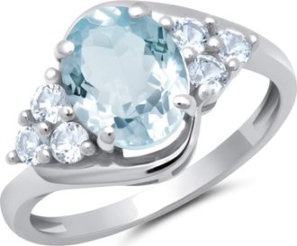 MAX + STONE 10k Yellow or White Gold Oval Cut Gemstone Sunburst Halo Ring