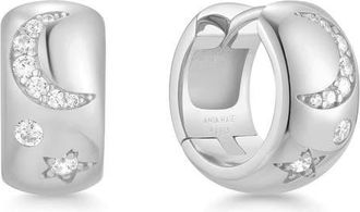 Ania Haie Celestial Crystal Pav&eacute; Huggie Hoop Earrings in Silver at Nordstrom