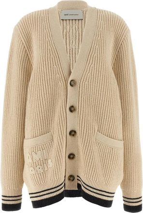 Ami College Cardigan - Dames - Vesten - Beige - M - Wol - Truien & Vesten