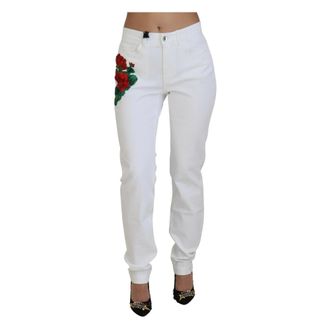 Dolce & Gabbana Jeans, Dames, Wit, 2Xs, Katoen, Witte Mid-Taille Skinny Jeans