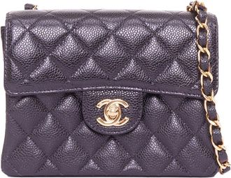 Chanel Black Caviar Quilted Leather Classic Mini Bag (Authentic Pre-Loved)