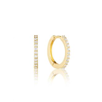 Lily & Roo Gold Diamond Style Slim Huggie Hoop Earrings