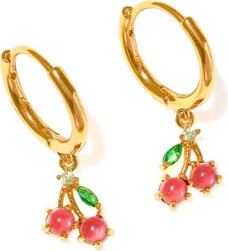 Girls Crew Cherry Sweet Hoop Earrings in Gold at Nordstrom