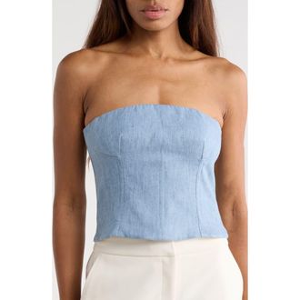 TWP Jillian Strapless Bustier Crop Top in Light Indigo at Nordstrom Rack, Size 00
