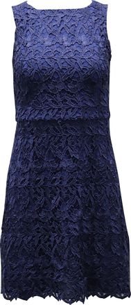 Alice & Olivia Alice + Olivia Lace-Patterned Mini Dress in Navy Blue Polyester