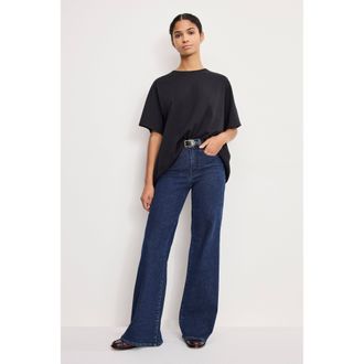 Good American Womens Good Waist Palazzo Jeans | Flat Tummy Tech, Gap-Proof Waistband | Indigo, 85 Size 0 | Good American by Khlo&Egrave; Kardashian