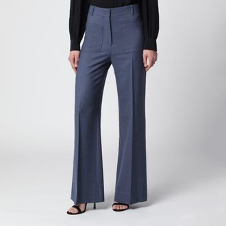 Victoria Beckham Alina trousers in blue m&eacute;lange wool blend