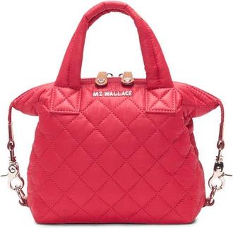 MZ Wallace Micro Sutton Quilted Nylon Top Handle Bag in Apple at Nordstrom