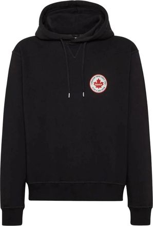 Dsquared2 Mens Dsquared2 Maple Leaf Patch Logo Cool Fit Black Hoodie - Size: 44