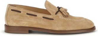 Brunello Cucinelli Brown Calf Leather Bos Taurus Slip-On Mens Loafers