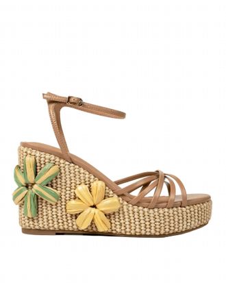 Cecelia New York Womens Lee Flora Wedge Sandal In Tea Tan