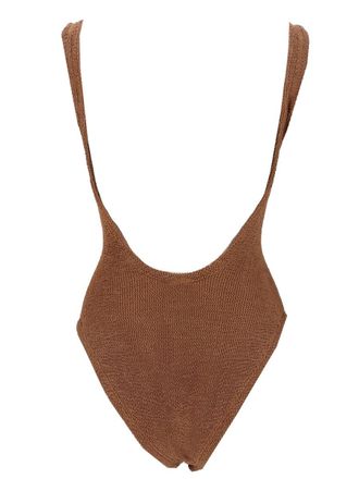 Hunza G Metallic Cocoa-Brown Polyamide One-Piece Swimsuit - Brown