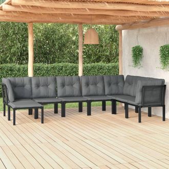 vidaXL Juego De Muebles De Jard&iacute;n 8 Pzas Rat&aacute;n Sint&eacute;tico Negro Y Gris Vidaxl