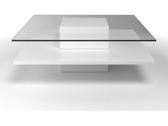 VENTE-UNIQUE.COM Mesa de centro fija efecto madera transparente, blanco