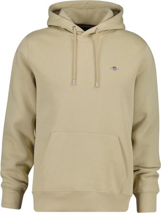 GANT Mens Regular Shield Hoodie Sweatshirt - Beige Cotton - Size X-Large