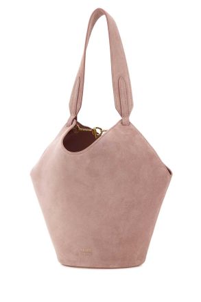 Khaite Womens Pink Suede Mini Lotus Shoulder Bag Dustypink Baby Calfskin Borse A Mano
