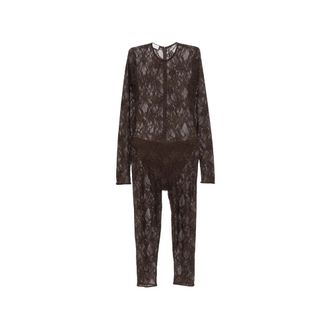 Andamane Sheila Lace-pattern Long-sleeve Jumpsuit