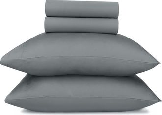 California Design Den Signature Comfort 100% Egyptian Cotton Soft Sateen Sheet Set in Grey at Nordstrom, Size California King