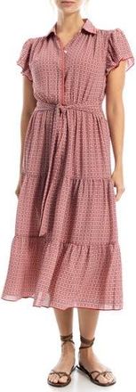 Max Studio Floral Tie Front Shirtdress in Ivory/Red at Nordstrom Rack, Size X-Small