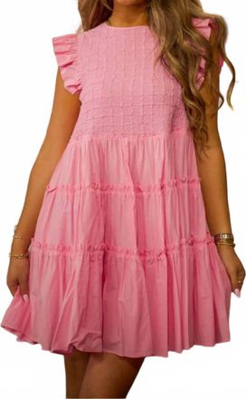 Merci Ruffled Flutter Sleeve Mini Dress In Blooming Pink