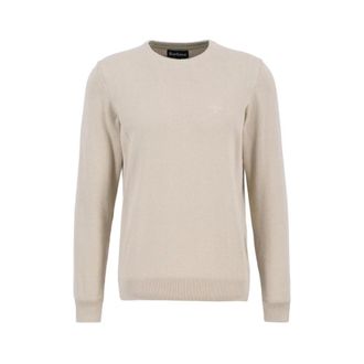 Barbour Round-neck Knitwear, male, Beige, Size: XL Pima Cotton Crew