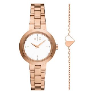 A|X Armani Exchange Quartz White Dial Ladies Watch and Bracelet Set AX7175SET