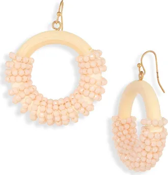 Natasha Beaded Circle Drop Earrings in Ivory at Nordstrom Rack