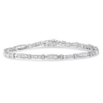 House of Brilliance 10K White Gold Geometric Pattern Diamond Tennis Bracelet at Nordstrom