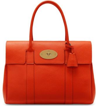 Mulberry Bayswater Grained Leather Satchel in Coral Orange at Nordstrom