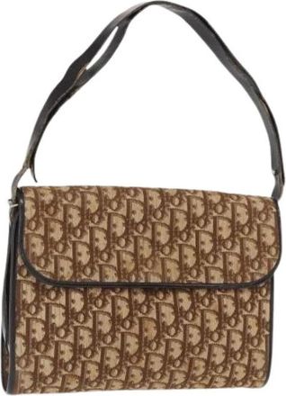 Dior Pre-owned Shoulder Bags, female, Beige, Size: ONE SIZE Pre-owned Trotter Canvas Shoulder Bag