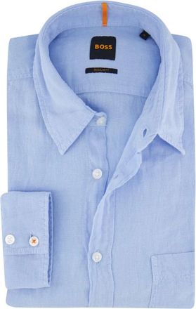 HUGO BOSS Overhemden, Heren, Blauw, S, Lichtblauw Casual Overhemd