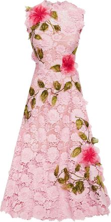 Oscar De La Renta Hibiscus guipure sleeveless dress - women - Silk/Polyester - 0 - Pink