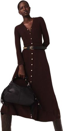 Maje Knit maxi dress with buttons in Brown at Nordstrom, Size 38 Eu