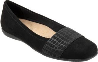 Trotters Samantha Flat in Black Suede/Croco at Nordstrom, Size 10.5