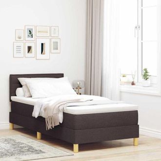 vidaXL Cama Tipo Box Spring Con Colch&oacute;n Marr&oacute;n Oscuro 90 X 190 Cm Tela Vidaxl