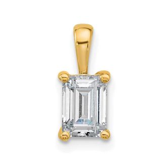 Diamond2Deal 14k Yellow Gold 1 Ct Emerald Cut Lab Grown Diamond Pendant