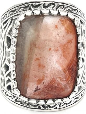 Jalan Jalan Handgemaakte Sterling Zilveren Agaat Ring - unisex - Ringen - Veelkleurig - ONE Size - Accessoires
