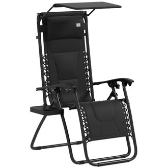 OUTSUNNY Zero Gravity Lounger Chair - Folding Reclining Chair - Black | TJ Hughes