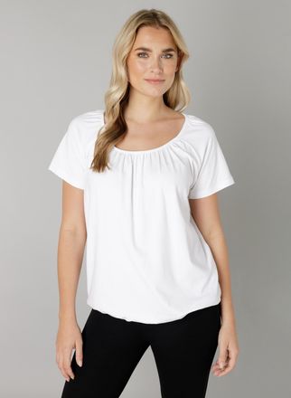 Base Level T-Shirt BASE LEVEL Yona, Damen, Gr. 36, weiss (wei&szlig;), Jersey, Obermaterial: 94% Viskose, 6% Elasthan, unifarben, figurumspielend h&uuml;ftlang, Rundhals, S