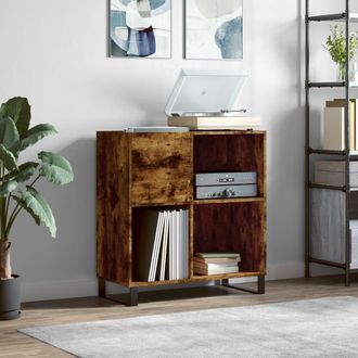 vidaXL Vidaxl - Mueble Discos Madera Contrachapada Roble Ahumado 84,5x38x89 Cm