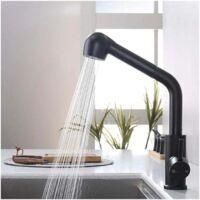 OEM Grifo De Cocina Con Rociador Extra&iacute;ble, Mezclador De Cocina De 2 Chorros, Grifo De Fregadero De Acero Inoxidable Negro - Crezuo