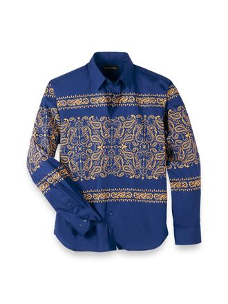 Paul Fredrick Slim Fit Cotton Paisley Point Collar Casual Shirt